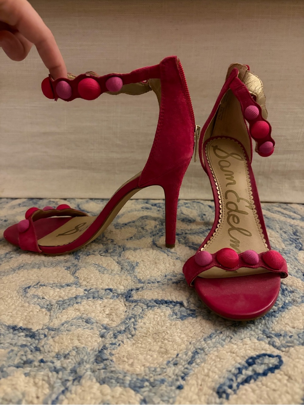 Sam Edelman Women's Pink Dot Ankle-Strap Sandals - Picture 2 of 4
